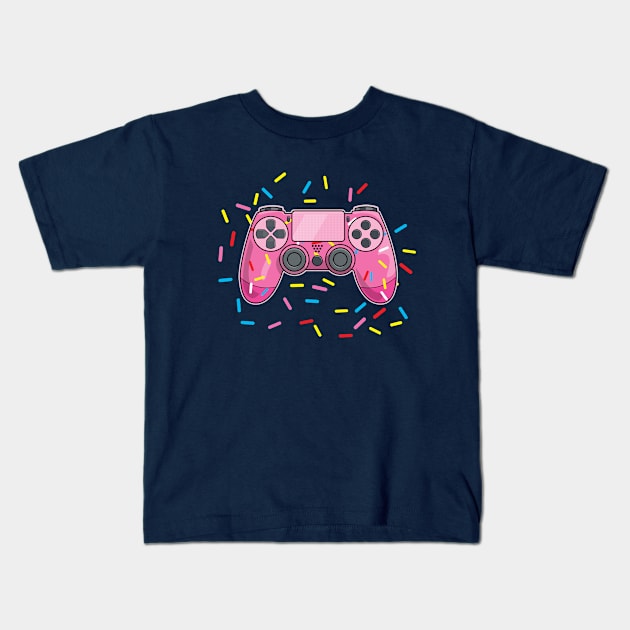 Pink Sprinkle Donut Video Game Console Controller for Gamer Kids T-Shirt by Hixon House